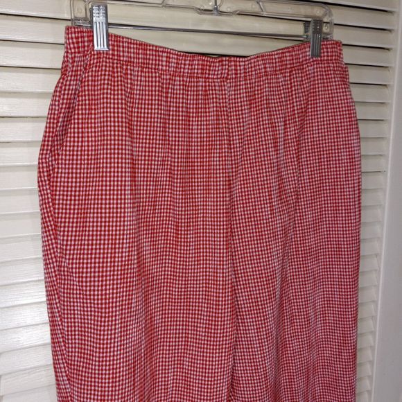 Allison Daley Crop Pants Size 14P Petite Gingham Check Red White Pull On - Picture 2 of 7